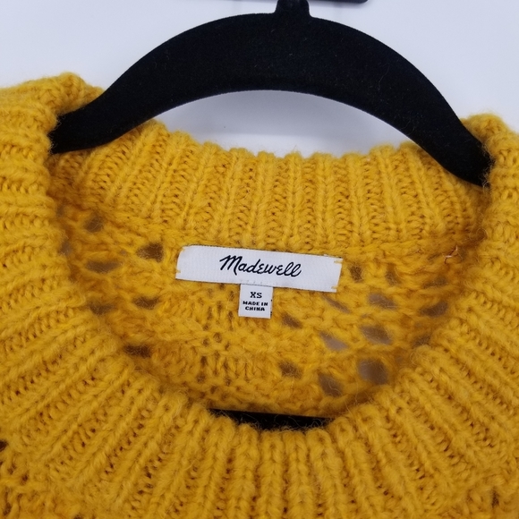 Madewell | Windermere Pointelle Knit Mustard Pullover Sweater - Picture 6 of 11